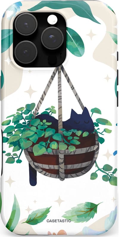 Casetastic hoesje geschikt voor Apple iPhone 16 Pro - MagSafe - Dubbellaagse bescherming - Hangkat - Fashion Case - Lichtgrijs Wit Turquoise Saliegroen