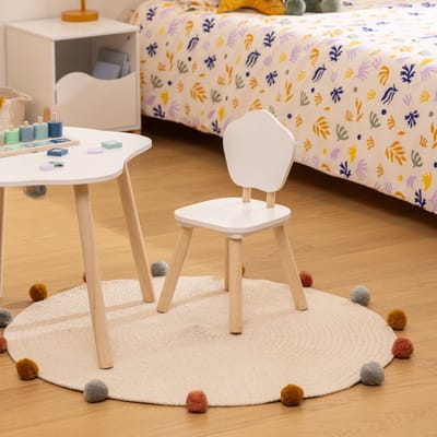 Atmosphera Kinder stoeltje Presidente - wit - hout - D23 x H48 cm - bijzet stoeltjes voor kinderen