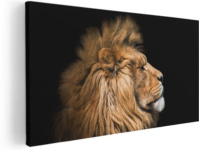 Artaza Canvas Schilderij Leeuw - 40x20 cm - Klein - Wanddecoratie Dierenkop - Muurdecoratie Dieren - Schilderijen Op Canvas Woonkamer