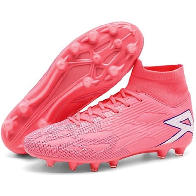 Hoge Heren Voetbalschoenen Fg Lange Noppen Volwassen Voetbalschoenen Lichtgewicht Professionele Atletische Training 38 red