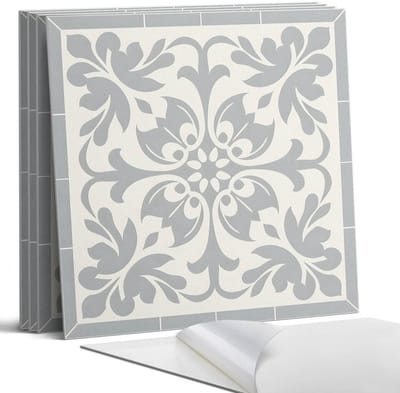 Coloray Wandpanelen Zelfklevend - Plantenpatroon op tegels Zelfklevende Wandpanelen - 50 cm x 50 cm - Grijs Wandpaneel PVC - 4 stuks - Texturen Wandpanelen Zelfklevend - Wandpanelen Keuken - Wandpaneel Badkamer