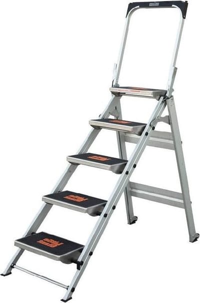 Little Giant veiligheidstrap 118 cm - 5 treden met beugel - belastbaar tot 150 kg - Little Giant werktrap - inklapbare trap