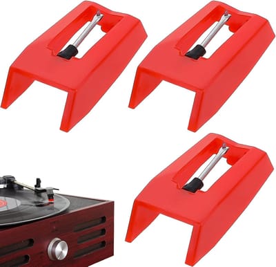 3 Stuks Vinyl Record Player Nadel - Vervangingsnaald voor Platenspeler - Phonograaf - Vinyl Platen Speler (Rood)
