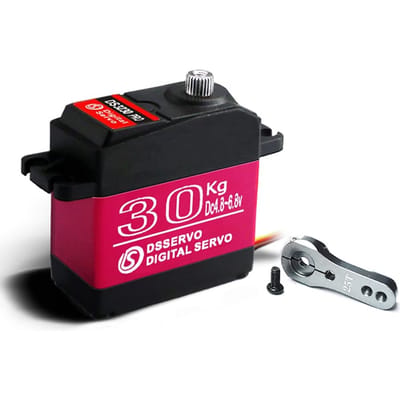 DS3230 PRO 30KG 6V Digital Servo Motor with 25T Horn | 180° Rotation | Aluminum Case | High-Torque for RC Cars, Trucks, Robotics, and DIY Projects rouge