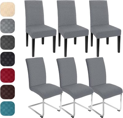 Stoelhoes set van 6, modern design, elastisch, afneembaar en wasbaar, geschikt voor keuken, restaurant, bar, hotel, banketzaal - lichtgrijs