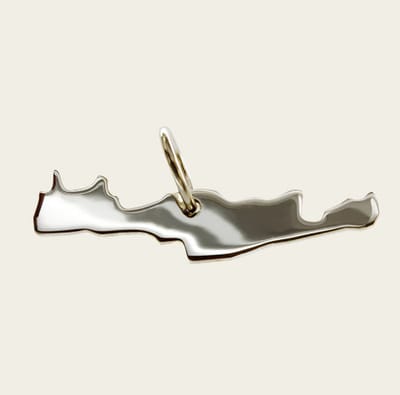 Zilveren Landkaart Kreta ketting hanger