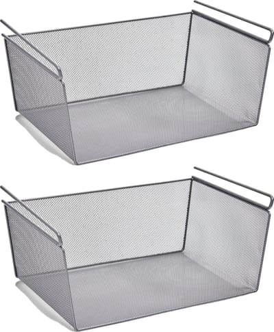 Zeller Kastmandje - 2x - opberg/hang mandjes - metaal - 43 x 26 x 19 cm - draadmand
