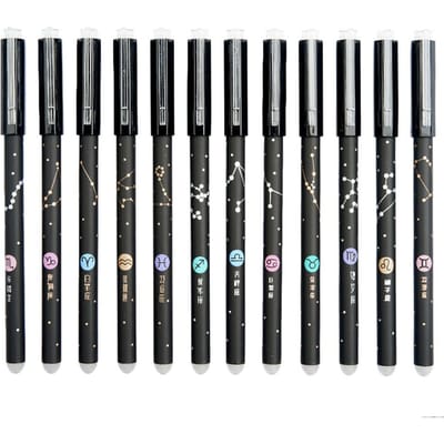 12 Stuks/Set Sterrenbeeld Uitwisbare Gelpennen School Kantoor Schrijfgerei Kawaii Neutrale Pen Kantoorartikelen Cadeau 0.5mm Zwarte Blauwe Inkt