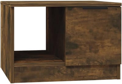 Salontafel - Bijzettafel - Woonkamer Inrichten - Twee Opbergvakken - 50x50x36cm - Gerookt Eiken