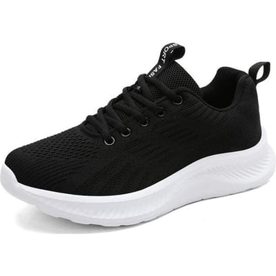 Nouvelles Baskets Décontractées Respirantes pour Femmes Chaussures de Course Confortables à Semelle Souple Lacets Blanc Chaussures de Sport pour Femmes 40 noir
