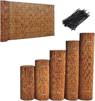 Bamboe Privacy Hek - Tuinscherm Rol - Buitenruimte Aankleden - Handgeweven Natuurlijk Materiaal - 110 x 400 cm - Natuurlijk