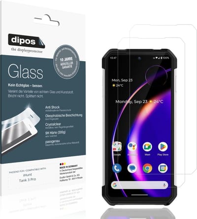 dipos – 2x Pantserfolie geschikt voor iHunt Tank 3 Pro | 9H Screenprotector
