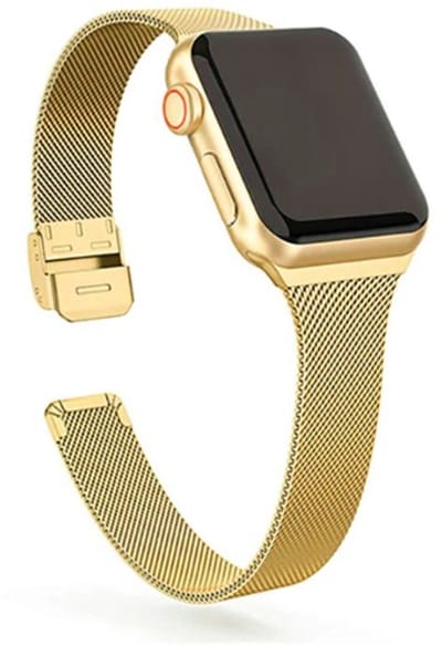 Horlogebandje - Smartwatchbandje - Watchband - Geschikt voor Apple Watch - Milanees - Goudkleurig - 38/40mm - Series 1 2 3 4 5 6 7 8 9 SE - Jonyx