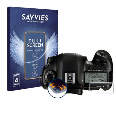 Savvies - Screenprotector voor Canon EOS 5D Mark IV (Schouderdisplay) - Folie Beschermfolie transparant volledig dekking 4 Stuks