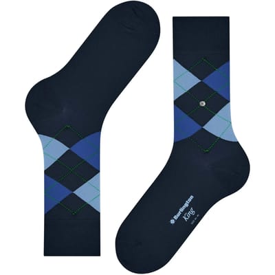 Burlington King gedessineerd katoen sokken heren blauw - maat 40-46