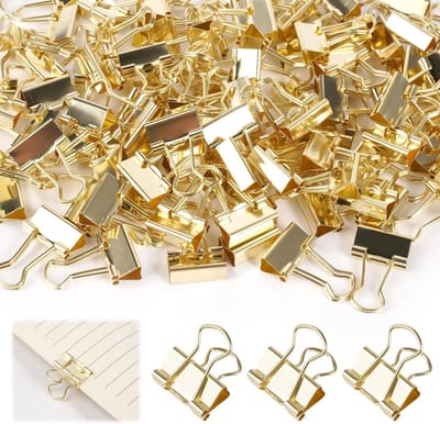 Vouwbare metalen nietjes voor papier, 19mm, 100 stuks - Gouden bindclips voor kantoor, school en huishouden