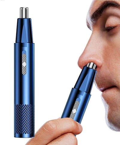 LISM-Neus-/oorhaartrimmer, USB oplaadbaar, professionele trimmer met 6000 toeren per minuut, precisie-verzorgingsapparaat voor zowel mannen als vrouwen, compact formaat 15 x 1 cm, blauw.