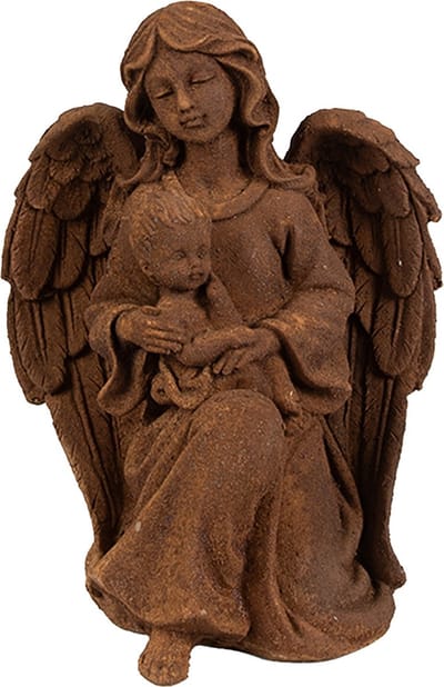 Clayre & Eef Decoratie Beeld Engel 18 cm Bruin Polyresin