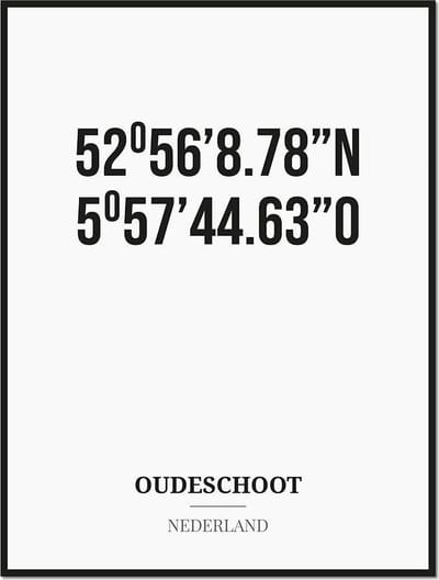 Poster/kaart OUDESCHOOT met coördinaten