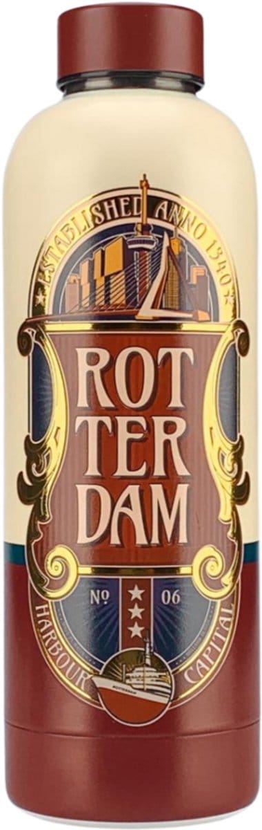 Waterfles - isoleerfles - Rotterdam - rood/goud - Rotterdams cadeau - Typisch Hollands