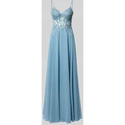 maxi-jurk met stitchings en met siersteentjes