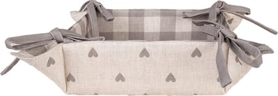 Clayre & Eef Broodmand 35x35x8 cm Beige Grijs Katoen Hartjes