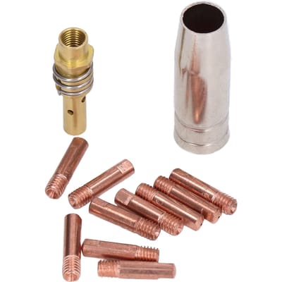 12 stuks Laspistool Contacttip MIG MAG 0.8x25mm M6 Gasmondstuk Vervangingsset Kit