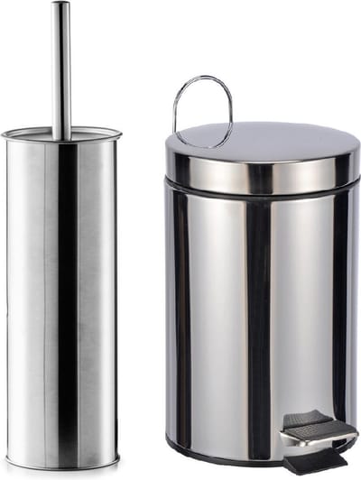 Zeller Badkamer/toilet accessoires - WC-borstel/pedaalemmer 3L- zilver