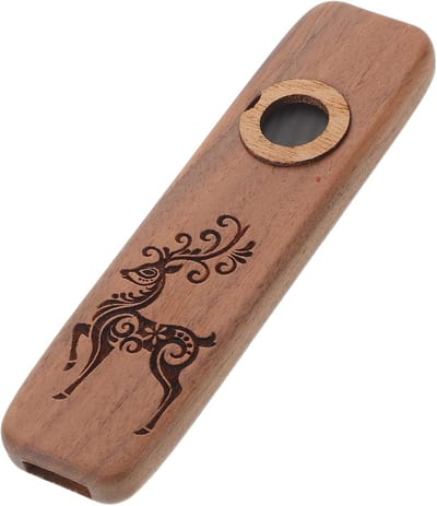 Houten Kazoo Fluit - Muziek Instrument - Muziek Maken - Unieke Houtnerf - 10.4x2.7x0.8cm - Bruin