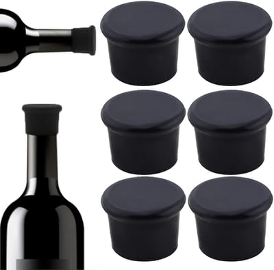Dailygoods- Siliconen Kroonkurken 6 Stuks - Herbruikbaar - Lekvrij - Voedselveilig - Voor Wijn/Bier/Champagne - Dichte Opslag - Wijnstopper