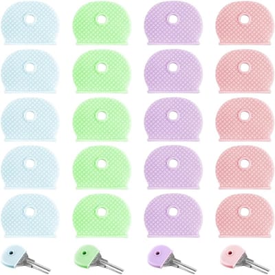 Zachte siliconen sleutelhoesjes in 4 pastelkleuren - 20 stuks kleurrijke keycaps voor sleutelorganisatie en herkenning thuis en op kantoor