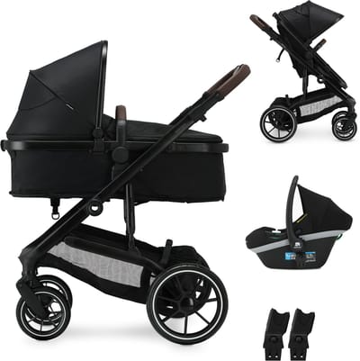 Deryan Noa Kinderwagen 3-in-1 - Wandelwagen met Autostoel - Zwart