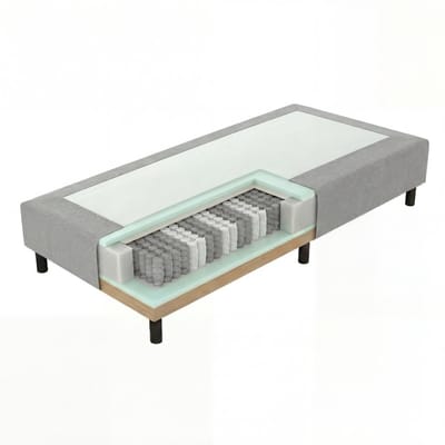 Mörgenn Pocket Boxspring - Losse onderbox met pocketvering - Hotelkwaliteit - Lichtgrijs - 60x200 - 20cm hoog