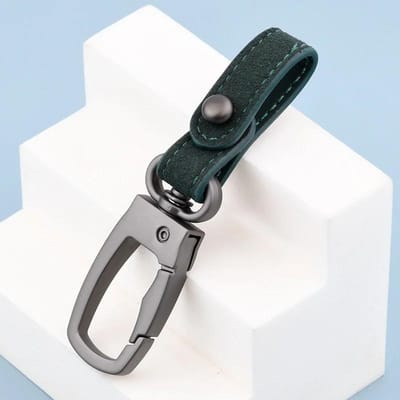 Porte-clés en cuir Fait à la main Porte-clés de voiture Organisateur Corde à suspendre amovible Anneau de clé Accessoires d'intérieur de voiture vert