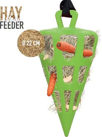 Hay Slowfeeder Fun&Flex Wortel – Ø 22 CM – Hooi Slowfeeder voor paarden – Geschikt voor grazende dieren – Tegen stalververling – Bevordert de gezondheid – Tot 1 kg hooi - Groen