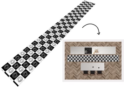 Keukenloper 400x50 cm - Keukenmat vinyl Patronen - Schaakbord - Zwart Wit - Keukenmatten loper - Keuken vloerkleed tapijt