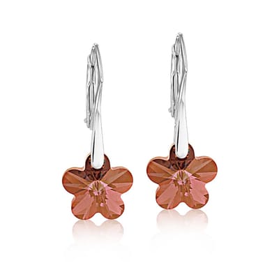 Montebello Oorbellen Roos BZ93 - 925 Zilver Gerhod. - Swarovski - Ø12mm - 25mm