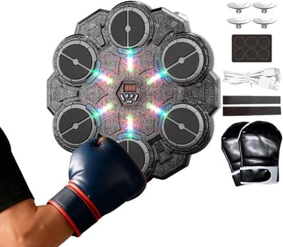 Muziek Boksmachine - Wand Stootkussen - Fitness Thuis - 9 Snelheden Instelbaar - 37 cm Breed - Zwart