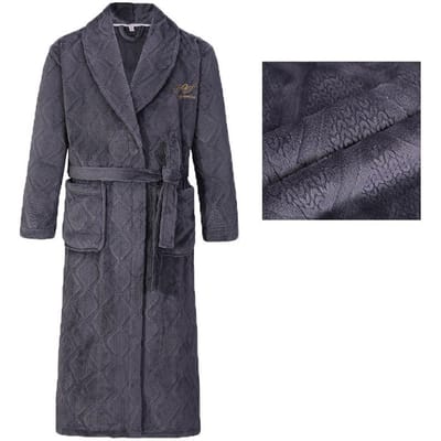 Heren Casual Badjas Gewaad Herfst Winter Flanel Lange Badjas Koppel Verdikt Warm Nachtkleding Plus Size Nachthemd Dames Losse Huiskleding 3XL black