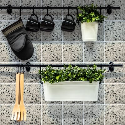 Zelfklevende tegelmuurstickers voor keuken en badkamer - 24 LORA Terrazzo tegelstickers - 24 stickers 10x10cm