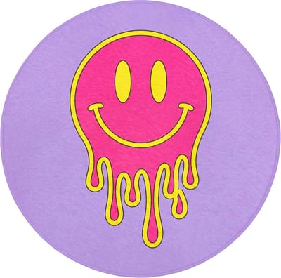 Badmat rond 70x70 cm - Antislip - Smiley - Drip - Neon - Badmatten voor badkamer - Badkamermat - Douchemat - Ronde badkamer mat