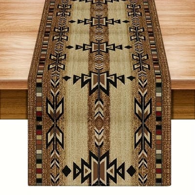 Bohemian Geometrisch Vintage Geruit Linnen Tafelkleed Ladekast Sjaal Decor Abstract Geometrische Kunst Tafelkleden Eettafel Decor 150x33cm black