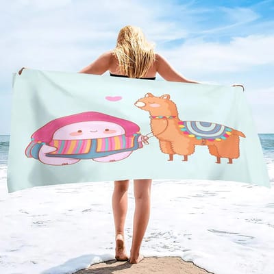 Alpaca Oversized Microvezel Zwembad Zanddicht Strandlaken Snel Snel Droog Zandvrij Proof Handdoek Extra Groot Reisdeken Voor Kinderen 100X50 cm(39X20in)