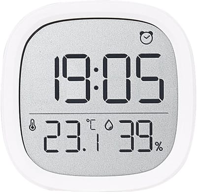 Klok, digitale wandklok, groot display, datum, temperatuur, vochtigheid, geschikt voor thuis en kantoor, werkt op batterijen (niet inbegrepen), witte stijl 6