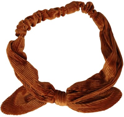 Haarsoires Haarband Knoop – Strikje met IJzerdraad – Velvet Ribstof – Bruin
