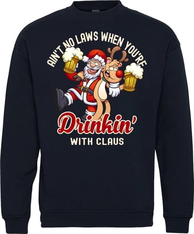 Kersttrui Ain't No Laws | Foute Kersttrui Dames Heren | Kerstcadeau | Kerstpakket | Navy | maat XS