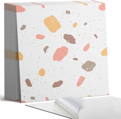 Coloray Plaktegels - Abstract patroon met vlekken Zelfklevende Tegels - 20 cm x 20 cm - Wit Plaktegels - 20 stuks - Vierkant PVC Tegels - Plaktegels Badkamer - Plaktegels Vloer - Vinyl Tegels - Wandtegel Zelfklevend