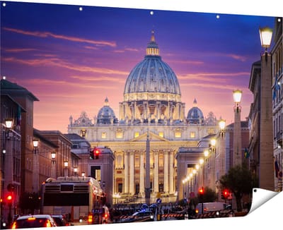 Gards Tuinposter Sint Pietersbasiliek in Rome, Itali� - 180x120 cm - Tuindoek - Tuindecoratie - Wanddecoratie buiten - Tuinschilderij