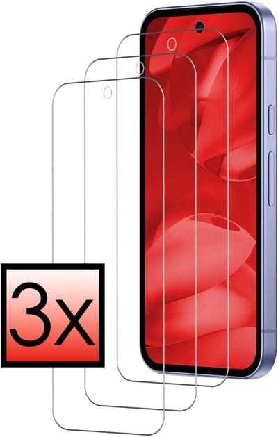 Screenprotector - 3 Stuks - Geschikt voor Google Pixel 9a - Extra Sterk - Beschermglas - Gehard Glas - Tempered Glass - Screen Protector - Bescherm Cover