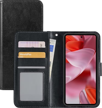 Hoesje - Met Pasjeshouder - Geschikt voor Google Pixel 9 - Luxe Bookcase Portemonee - Flip Case - Kunstleer Book Case - Flipcase - Book Cover - Walletcase - Portemonneehoes - Zwart